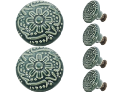 Conjunto De 6 Puxadores Decorativos Cerâmica Para Gavetas E Armários, Com Superfície Lisa E Design Elegante, Na Cor