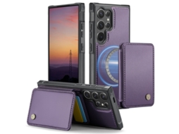 Capa Para Iphone 15pro Resistente A Quedas Com Resistente A Quedascartão Slots Magnético Destacável Roxo