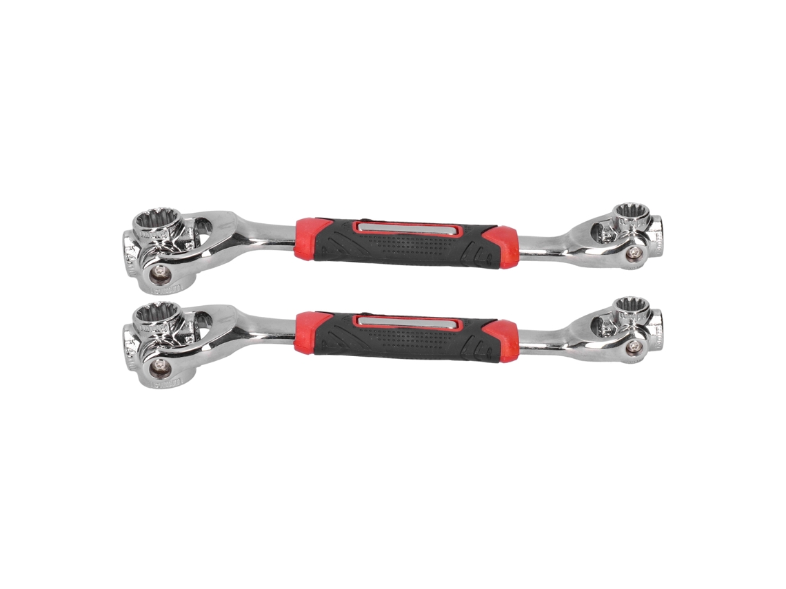 Chave De Socket 8 Em 1 Aço Carbono Multifuncional Rotativa 360° Ferramenta Manual 2 Peças
