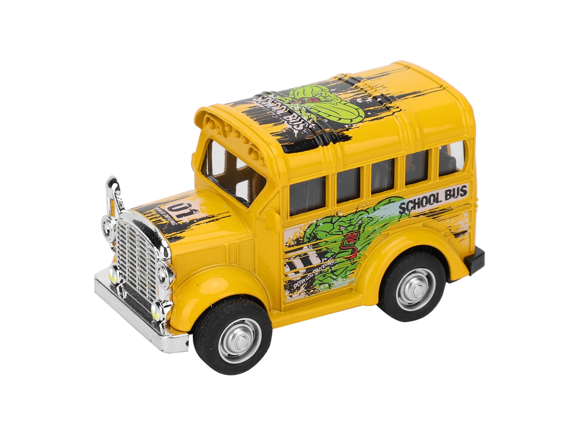 Rebe-modelo De Ônibus Escolar Mini De Liga Com Som E Luz, Brinquedo De Veículo Com Recuo, Presente Para Crianças Amarelo