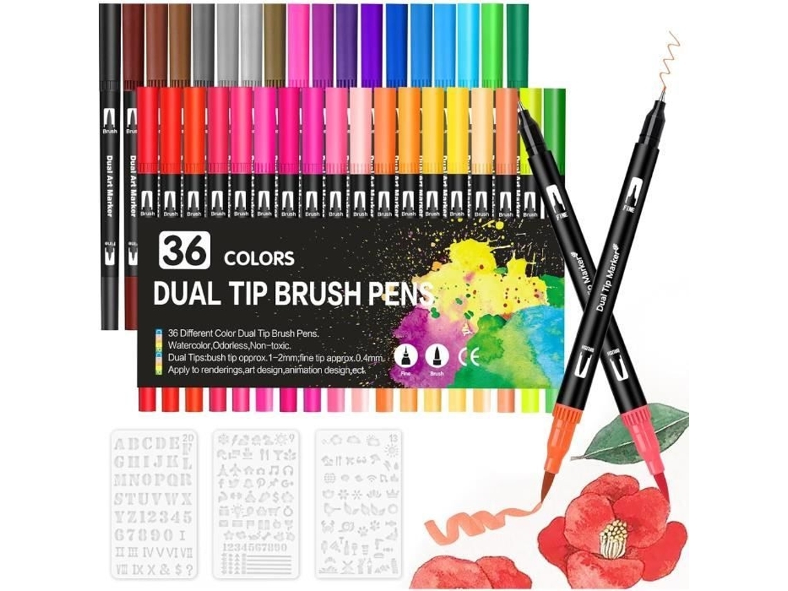 Lápis de Cor, 36 Cores, de Aquarela de Ponta Dupla para Crianças e Adultos, Ideais para Desenho, Mangá, Rabiscos e Scrapbooking AQUAFORGE