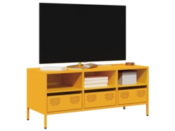 Vidaxl Móvel Tv 101,5x39x43,5 Cm Aço Laminado A Frio Amarelo Mostarda