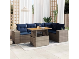 Vidaxl 6 Pcs Conjunto Sofás De Jardim Com Almofadões Vime Cinzento