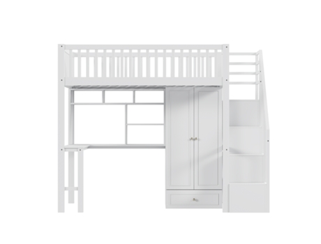 Cama Alta Mobrio Madeira Branco (90x200)