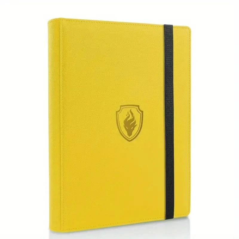 Pasta para Cartões com 9 Bolsos, Porta, Cartões 360°, Capa Premium em Pu com Zíper, Pasta Durável com Abertura Lateral, Amarela BRILVIBERA