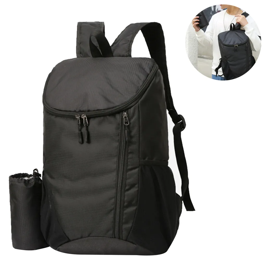 Mochila De Caminhada, Impermeável, Leve, Mochila Para Uso Diário, Mochila Dobrável Para Viagens, Preta