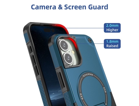 Capa Magsafe Iphone 16 Plus Com Suporte, Carregamento Sem Fio, Proteção Antichoque, Dupla Camada Pctpu E Cantos Reforçados