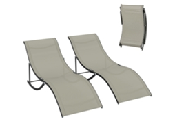 Conjunto De 2 Espreguiçadeiras Dobráveis Para Jardim, Em Alumínio E Textilene, 61x165x63cm, Ideais Para Treino De Força E Fitness.