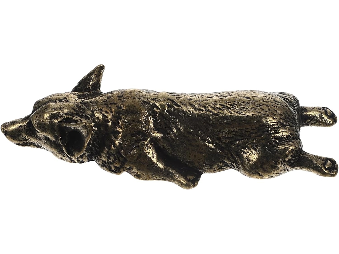 Estatueta Retrô Cachorro Cobre Decoração Escritório Escultura Prática Delicada Presente Ideal GOKOCO