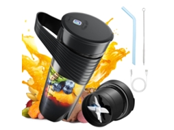Lurelia Liquidificador Portátil Recarregável Usb, 460 Ml, 6 Lâminas, Aço Inoxidável, Para Sumos, Preto