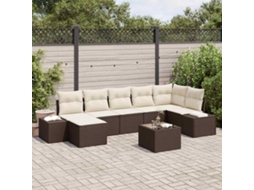Vidaxl Conjunto de Sofá de Jardim com Almofada 8 Pcs Castanho Vime Pe
