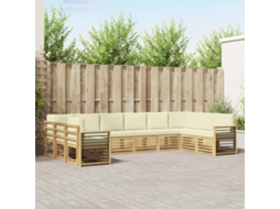 Vidaxl Conjunto De Sofás Para Exterior 10 Unid. Branco E Creme