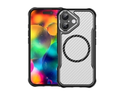 Capa Transparente Para Iphone 17 - Textura De Fibra De Carbono - Magsafe
