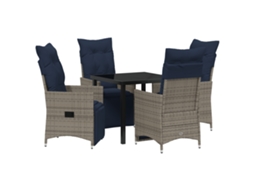 Conjunto 5 De Jantar De Jardim Com Almofadas Vidaxl Cinza Polirattan