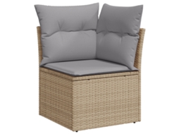 Conjunto 7 Sofá De Jardim Vidaxl Bege Vime Pe (100 X 55 X 73 Cm)