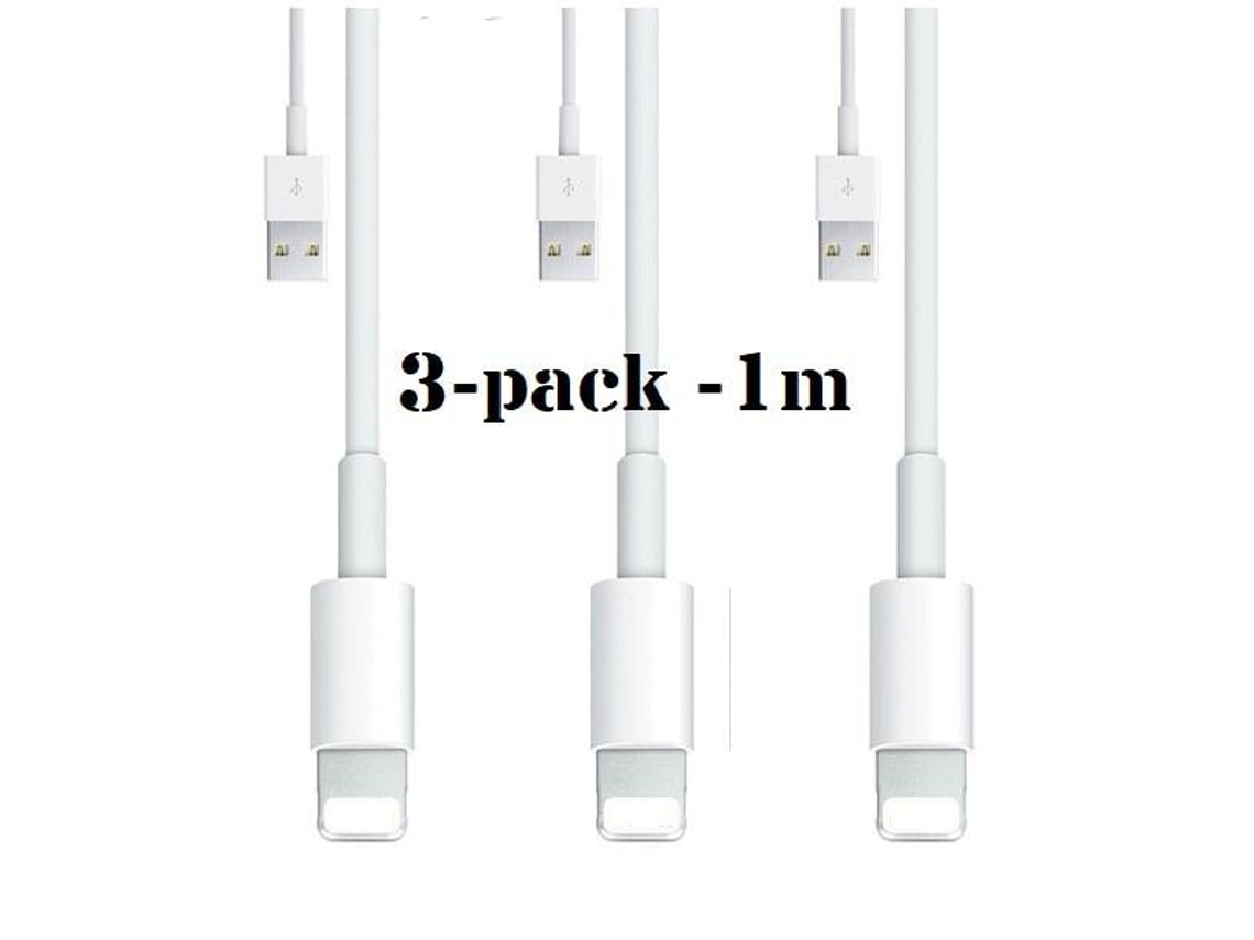 Kit De Três Unidades Com Carregador E Cabo Lightning Compatível Com Iphone