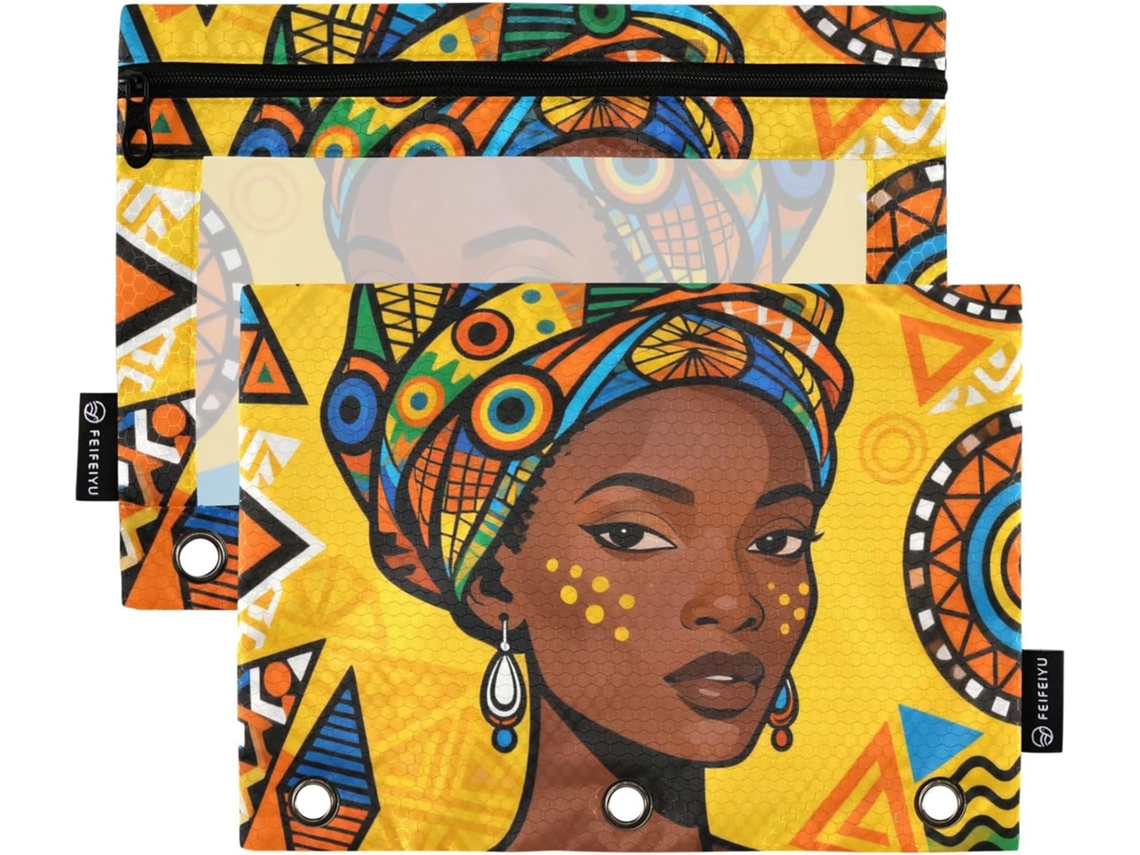 Lindas Pastas Tribais Africanas Femininas Com Janela Transparente E Fecho De Zíper, Bolsa Grande E Resistente Com 3 Argolas