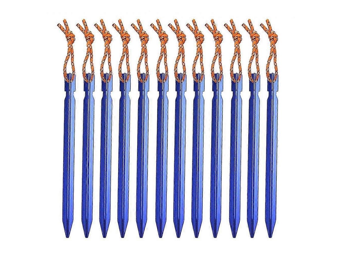 Kit Com 12 Estacas De Tenda Para Camping, Em Alumínio, Formato Triangular, Com Corda, 18cm