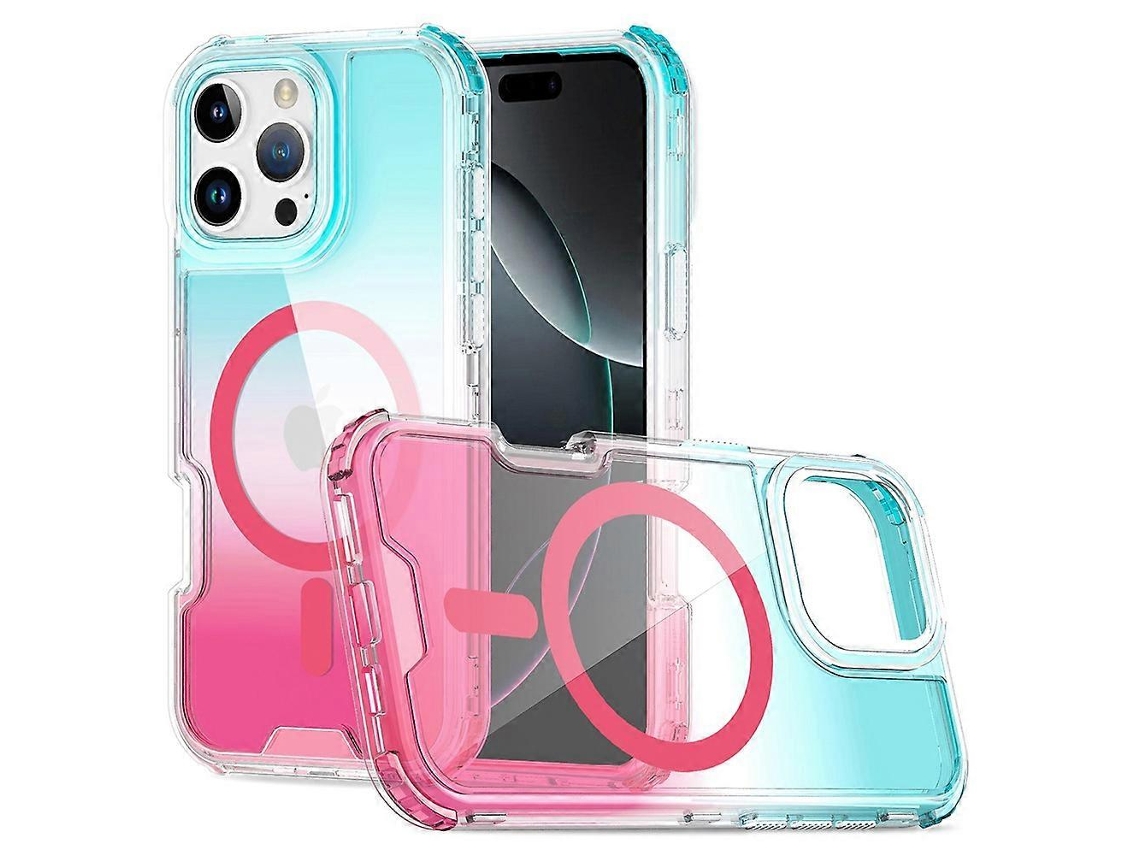 Capa Para Iphone 16 Pro Compatível Com Magsafe Gradient Color Tpupc, Capa Traseira Para Celular - Azul Bebê/rosa