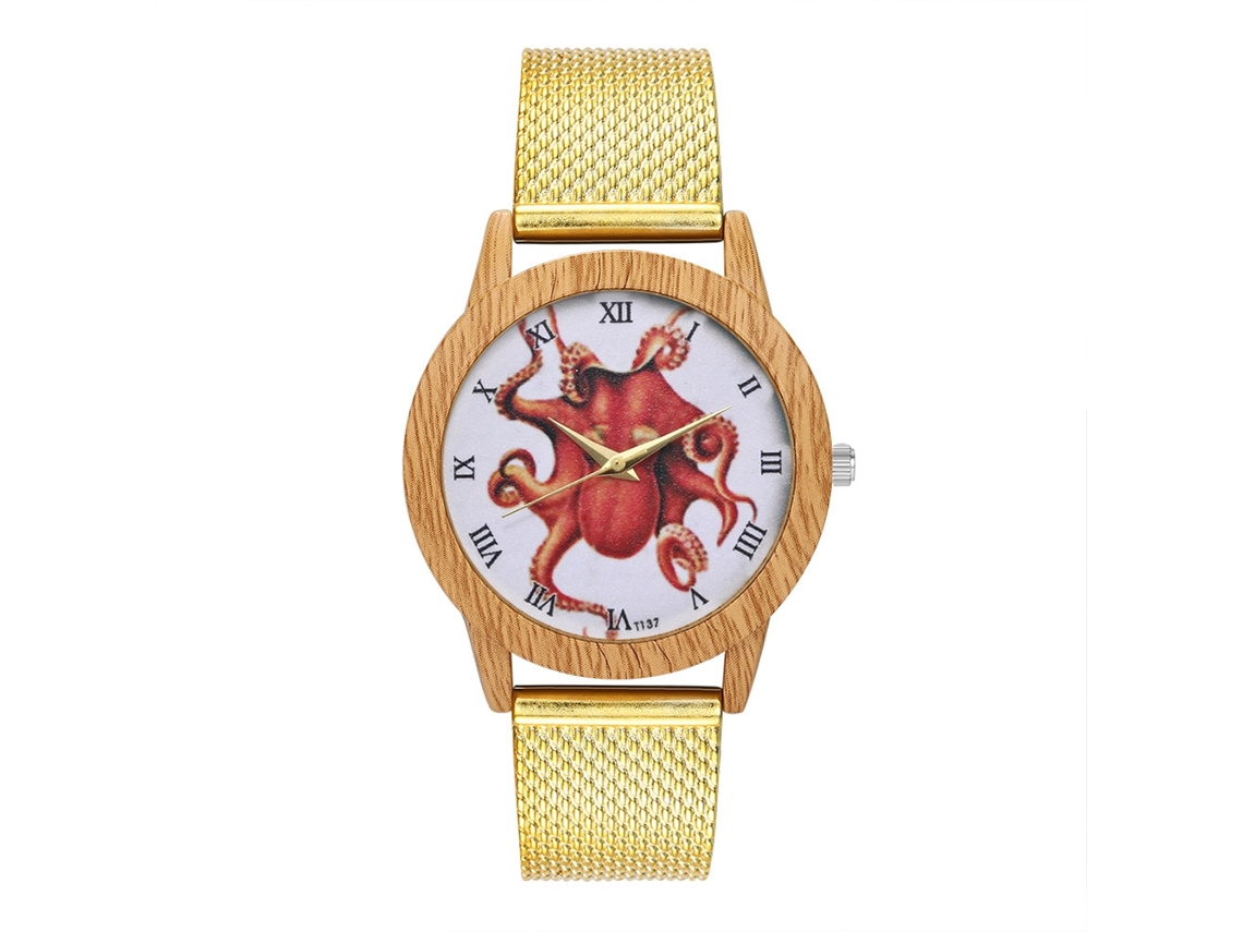 Reloj De Pulsera Analógico De Cuarzo Con Correa De Malla Oro Para Mujer Y Hombre
