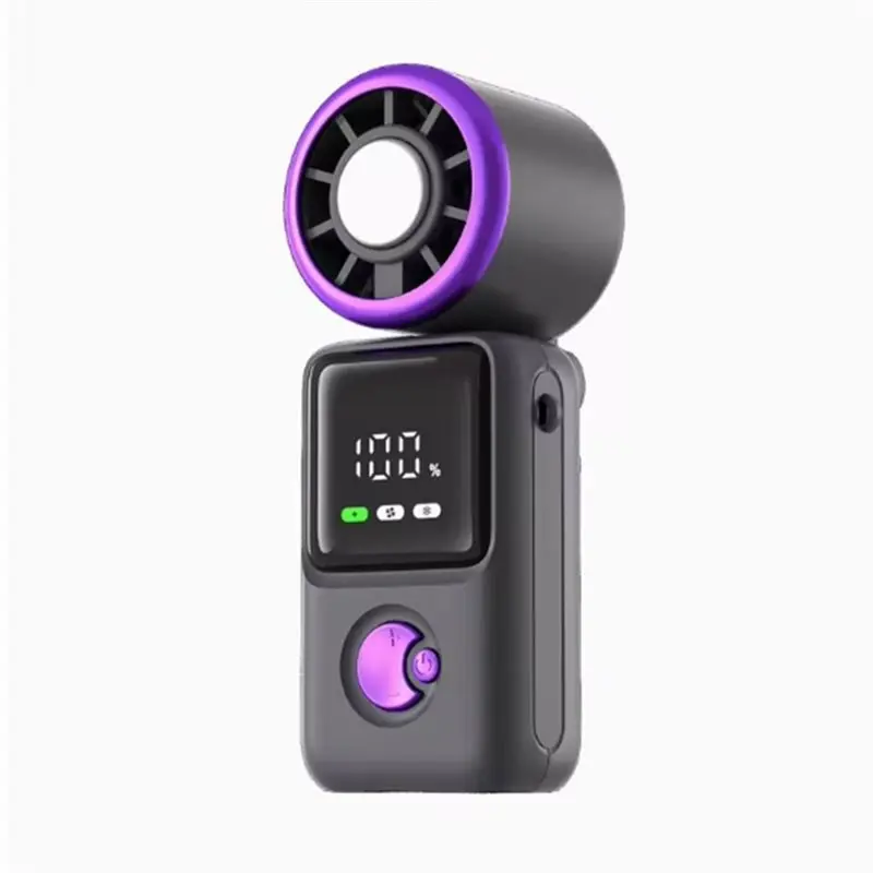 (preto/roxo) Um Ventilador Portátil De Mão Com Led E Carregamento Usb.