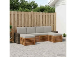 Vidaxl Conjuntos De Sofás Com Almofada 6 Pcs Natural E Cinzento-claro