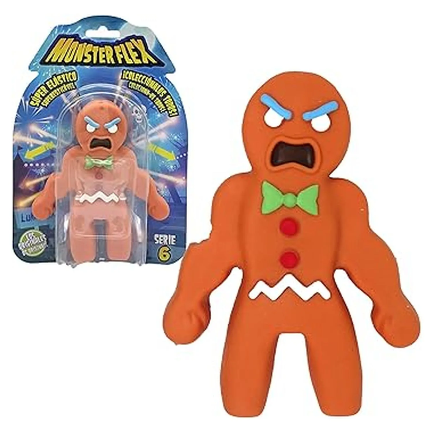 Boneca extensível Bizak Monsterflex Gingermonster 25 cm, brinquedo 64390004 Gingermon Bizakp25