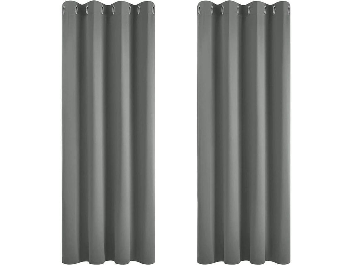 Cortinas Blackout Cinza 46 X 54 Polegadas Ilhóis Super Macias Térmicas Isolantes Quarto Sala De Estar 2 Painéis