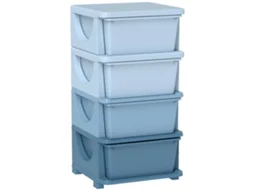 Torre de Armazenamento Infantil 4 Gavetas para Crianças +3 Anos com Bordas Arredondadas e Alças 37x37x76cm Azul BTFORUS