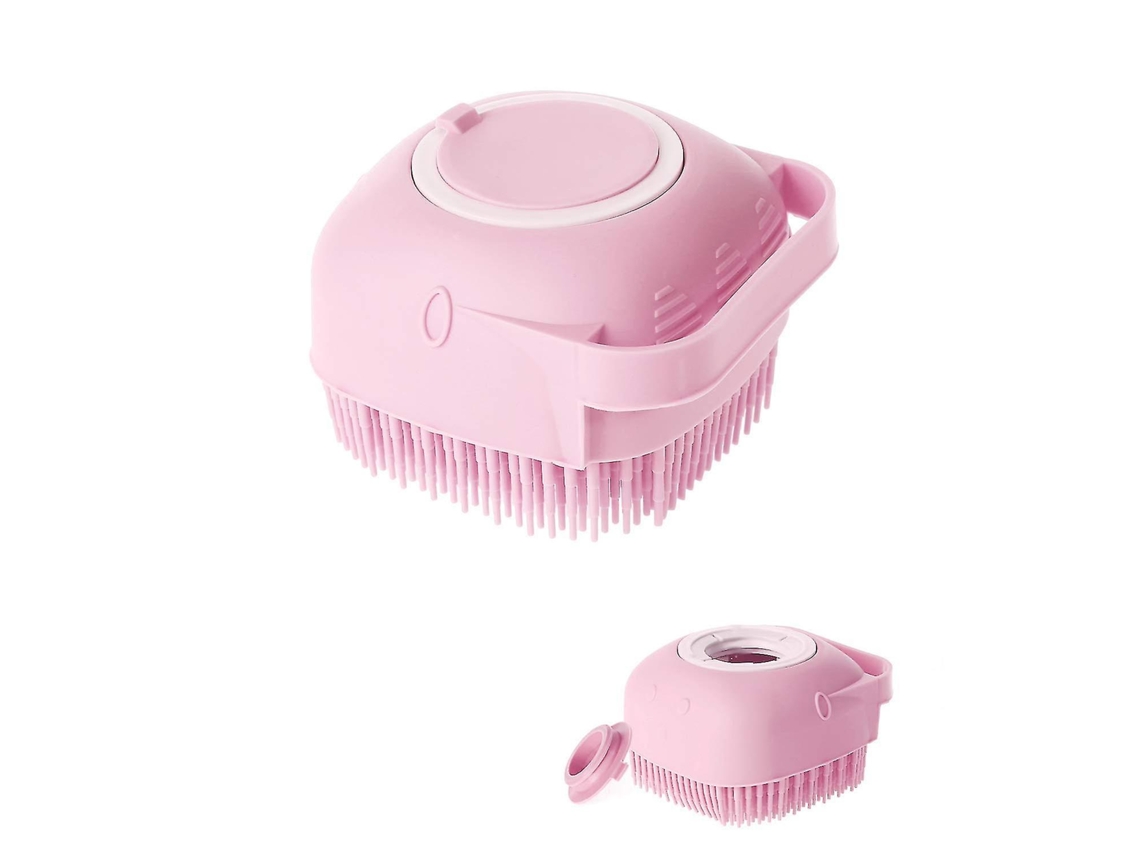 Escova De Banho De Silicone Para Massagem Com Alça Dispensadora De Sabão, Escova Exfoliante Para O Corpo No Chuveiro, Rosa. Sygo
