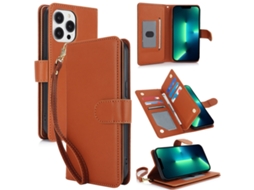 Capa Carteira De Couro Para Iphone 13 Pro Max - Com Rfid - Para Vários Cartões