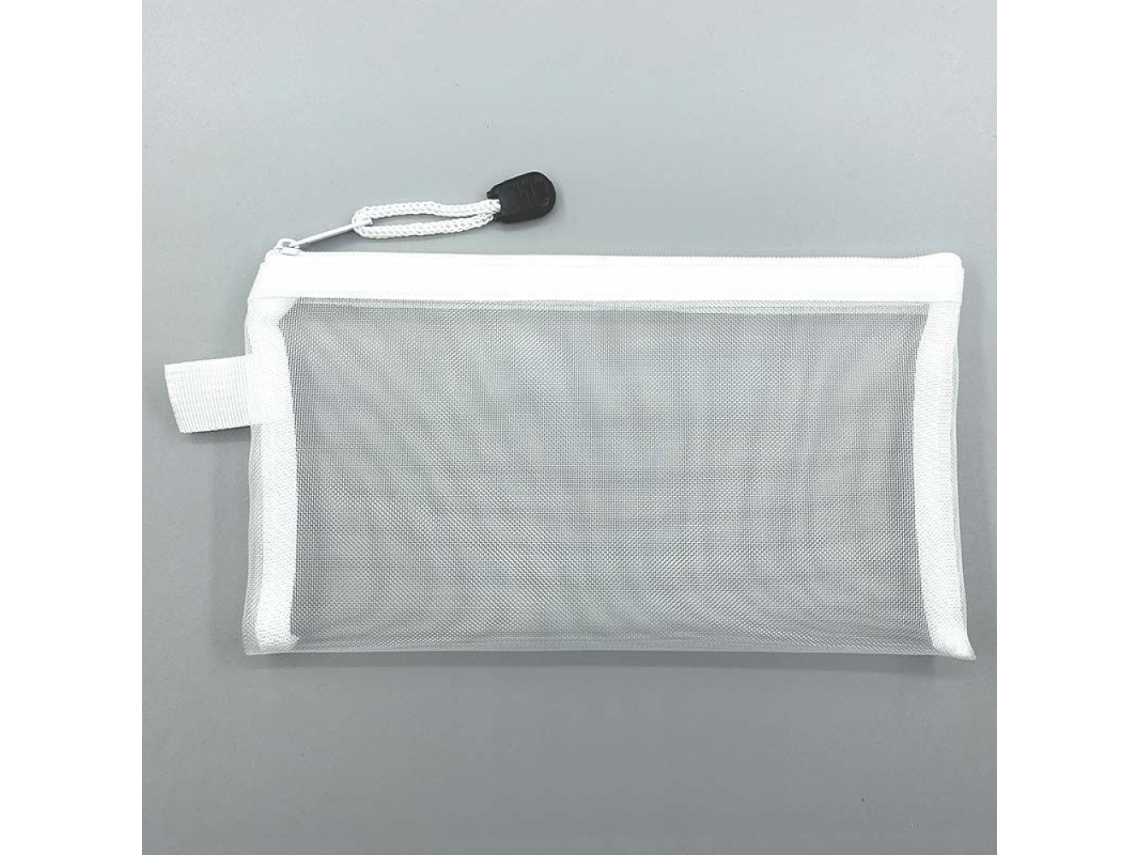 Estojo Transparente de Malha para Lápis, Grande Capacidade, com Zíper, Ideal para Provas e Estudantes, Personalizável na Cor Branca BRILVIBERA