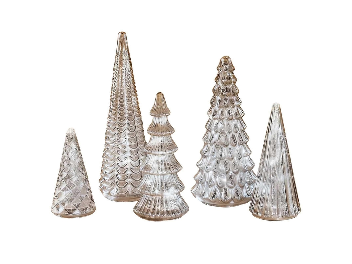 5 Figuras De Árvore De Natal Iluminadas Com Luzes Led Para Centro De Mesa