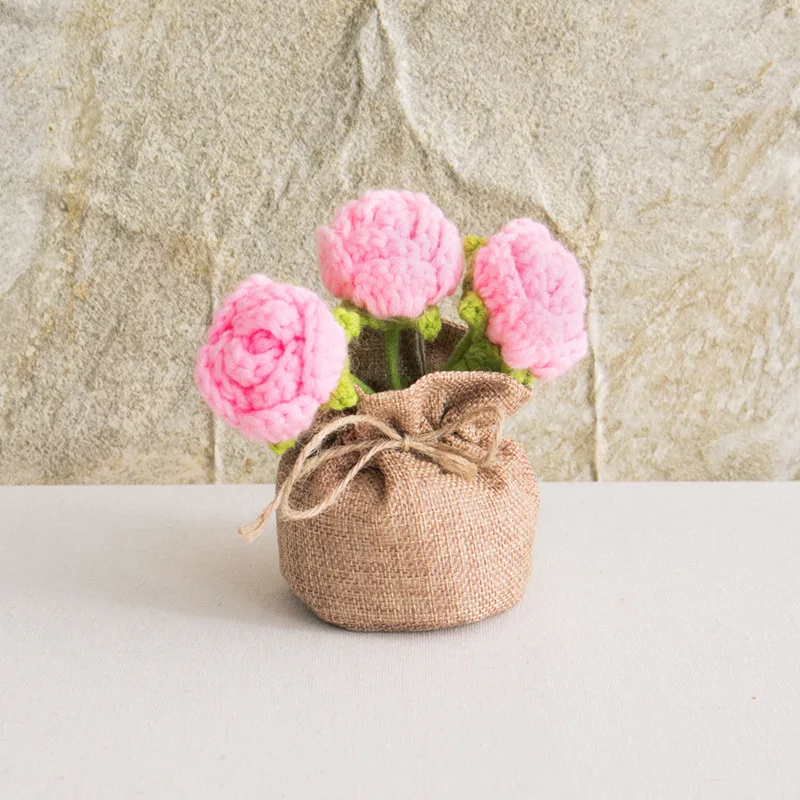 Plantas Fofas Em Vasos De Crochê Com Flores