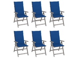Vidaxl Cadeiras Jardim Reclináveis C/ Almofadões 6 Pcs Acácia Maciça