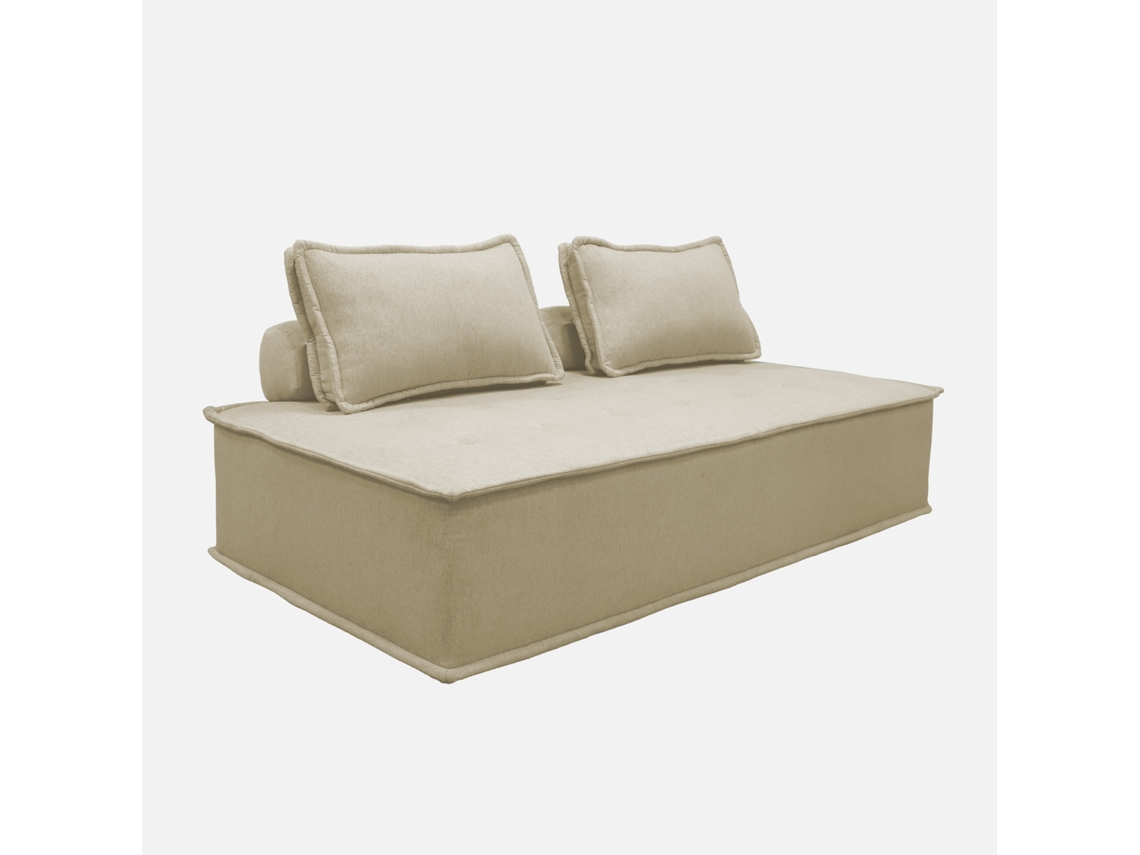 Sofá Modular Em Tecido Alcochoado, 2 Lugares, Bege