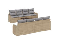 Conjunto 9 Conjunto De Sofá De Jardim Vidaxl Bege Vime Pe (55 X 55 X 37 Cm)
