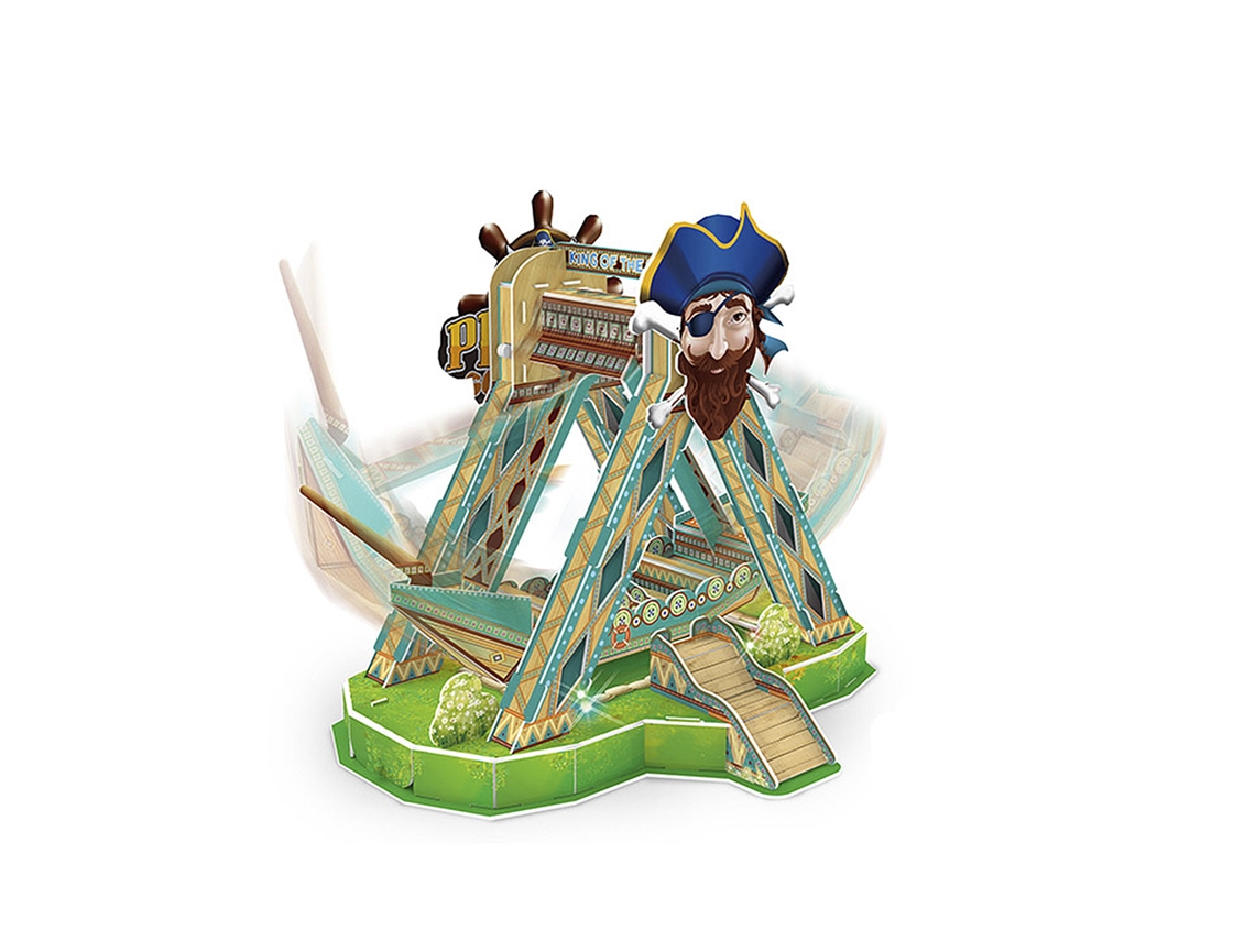 Quebra-cabeça 3d Com Tema De Navio Pirata, Com Luzes E Música, Feito De Papelão, 51 Peças, 29x21x25 Cm