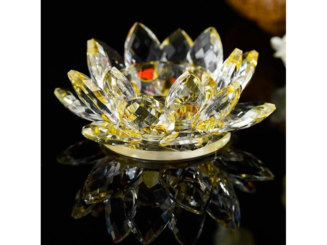 7 Cores de Vidro Cristal Budista Castiçal Flor Lótus Castiçal Luz Suporte Ferramentas para Hu24045839