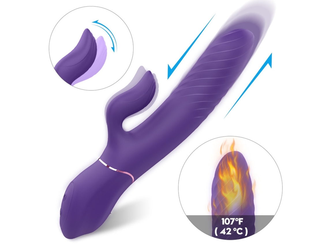 Vibrador Telescpico De Massagem Aquecida 2 Em 1 Com 9 Modos Para Mulheres (roxo) Yizhood