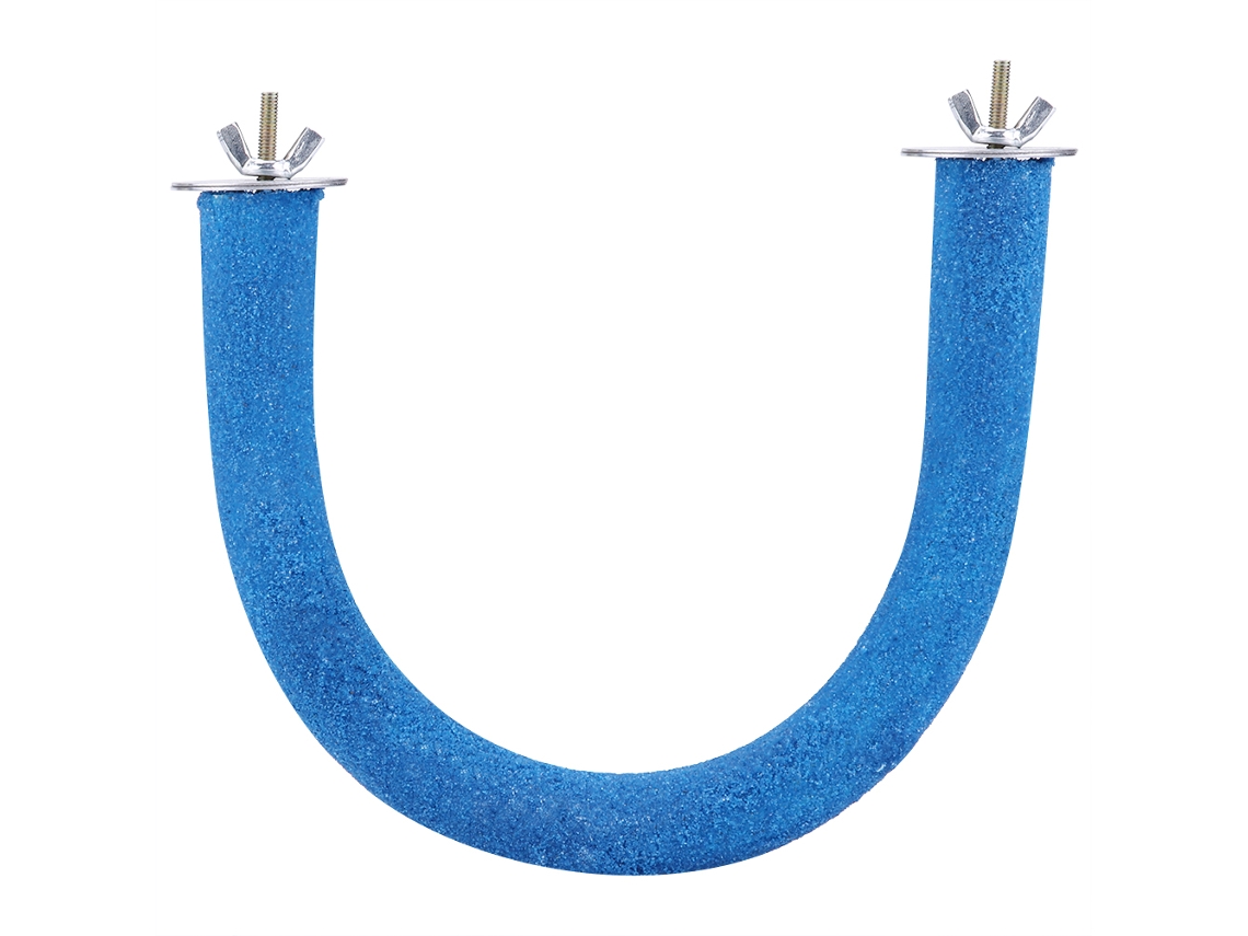 Suporte de madeira AQUAFORGE com superfície áspera para afiar bico e garras, azul