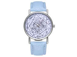 Relógio de pulso de quartzo elegante para casais com pulseira de couro (azul claro)