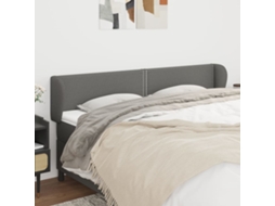 Vidaxl Cabeceira De Cama C/ Abas Tecido 203x23x78/88cm Cinzento-escuro
