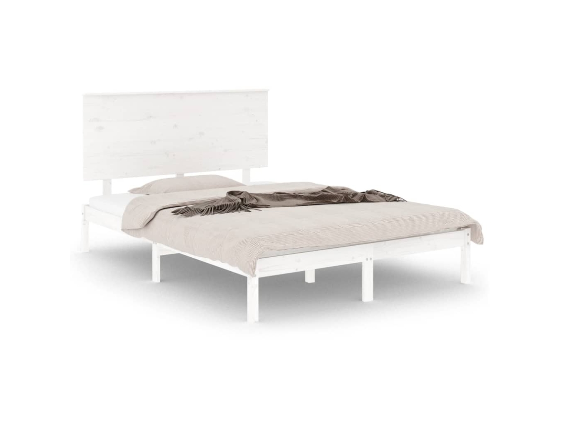 Cama Sem Colchão em Madeira de Pinho Maciça Branco MAISON EXCLUSIVE (120x200 cm)