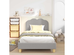 Vidaxl Estrutura De Cama Infantil Com Cabeceira Cinzento-claro Bouclé