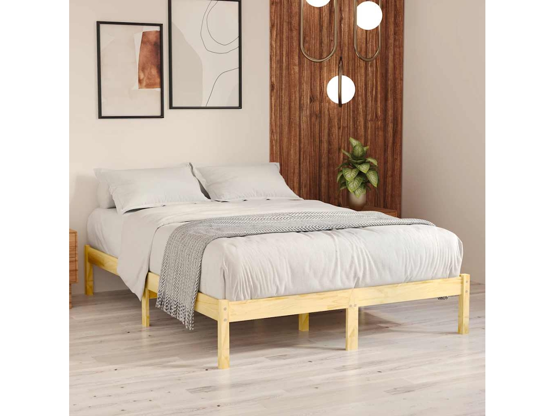 Vidaxl Estrutura De Cama 140x200 Cm Pinho Maciço