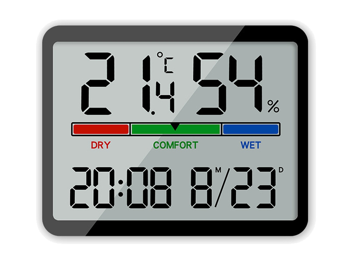 Relogio Digital Com Termometro E Higrometro 8280 Preto