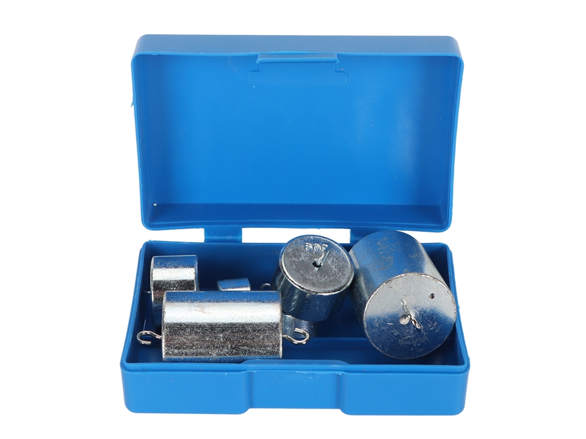 7pcs Set De Pesas De Acero Cromado Con Doble Gancho Para Laboratorios De Física Y Ciencia Con Estuche