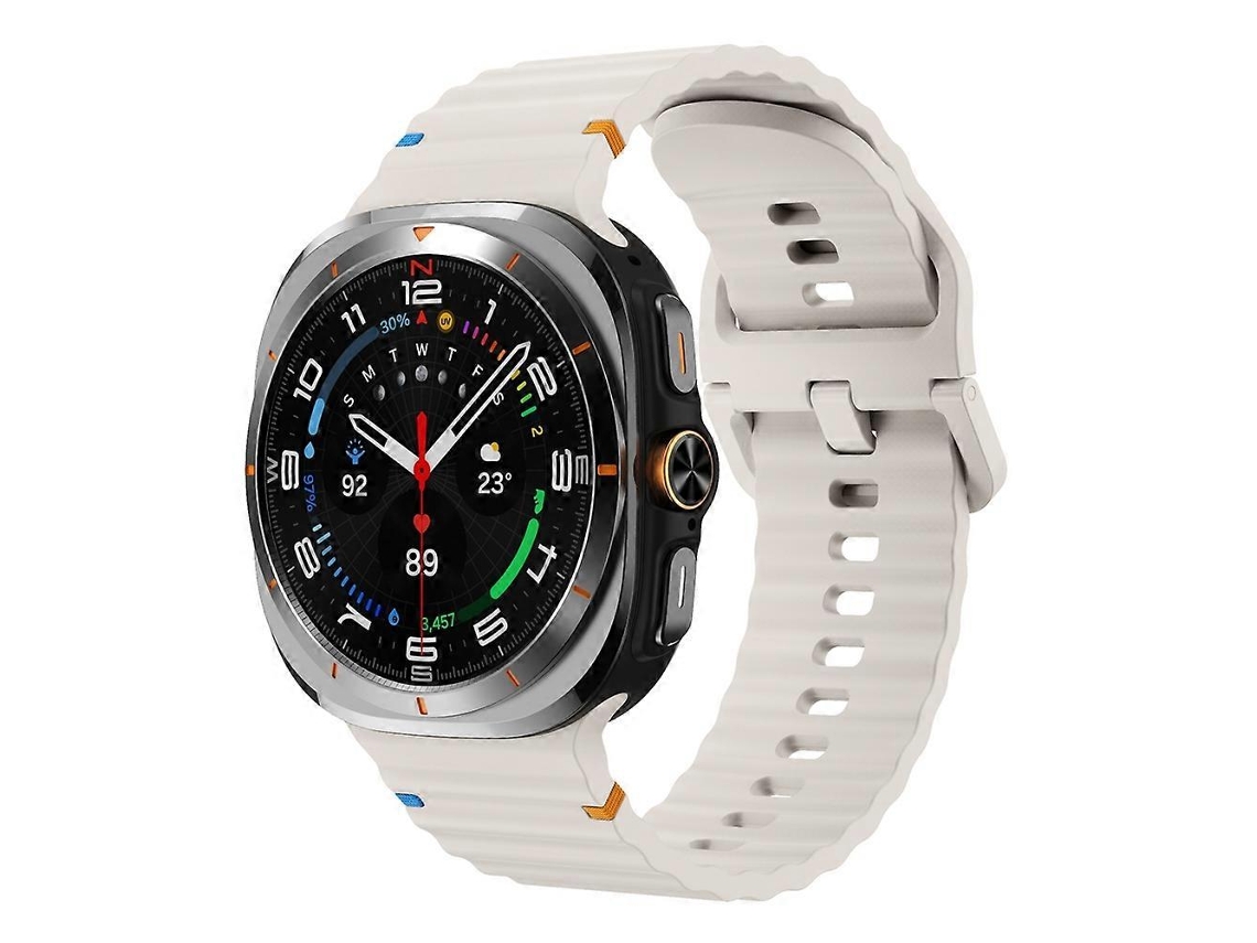 Pulseira De Silicone Com Textura Ondulada E Costurada Para Samsung Galaxy Watch Ultra 47mm