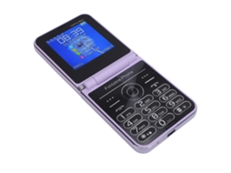 Mali telefone Flip 2g para Idosos Tela Dual 2.6 Polegadas Botões Grandes 4 Chips Lanterna Led 1400mah Roxo